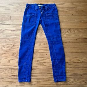 Free People Electric Blue Moto Skinny Jeans Size 25